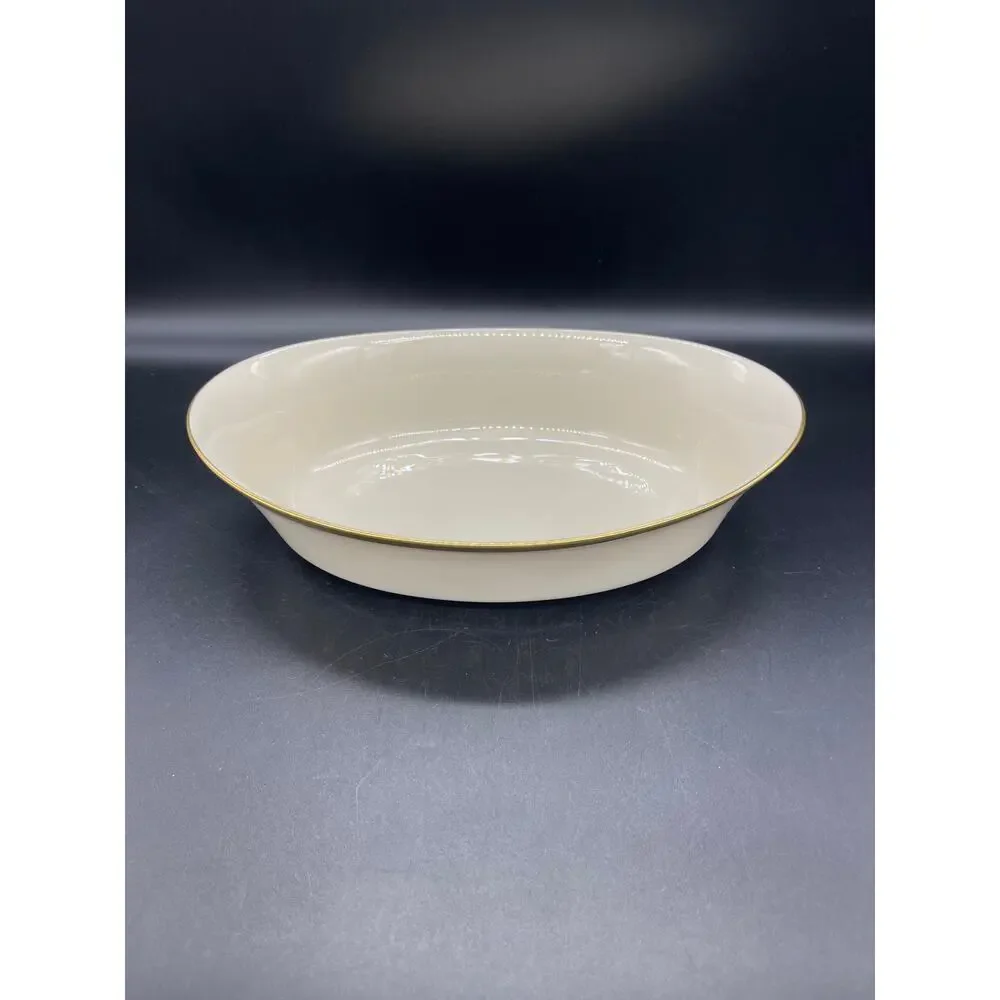 Lenox China Eternal Cream with Gold Trim Oval Serving Bowl 10